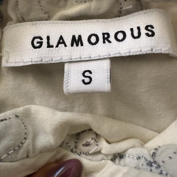 Glamorous Embroidered Crop Top Size Small Split Open Back Festival - Picture 4 of 8